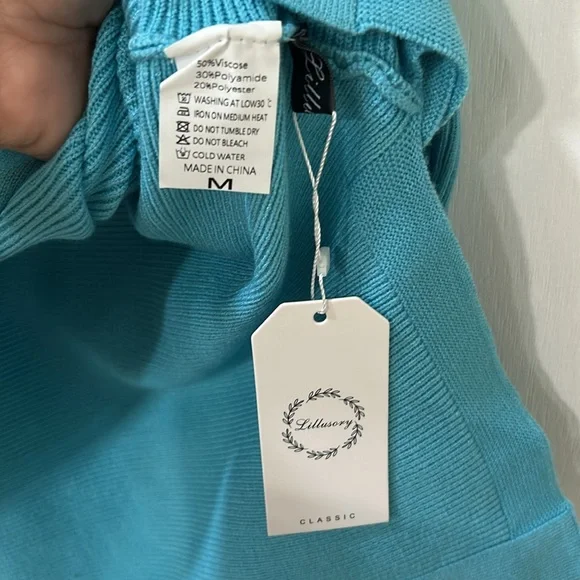 LILLISURY WOMENS RIBBED TURTLENECK SWEATER BABYBLUE Sz MD NEW - Picture 8 of 12